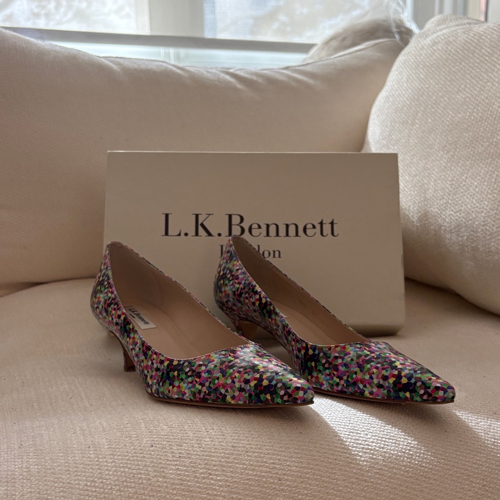 LK Bennett Confetti Patterned Kitten Heels